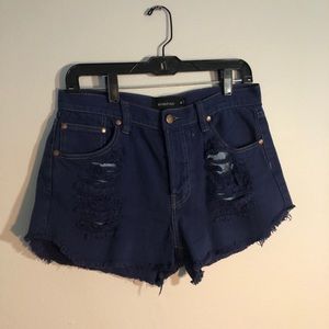 Minkpink, Distressed Shorts in Indigo